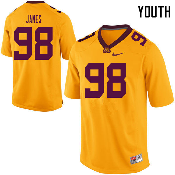 Youth #98 Max Janes Minnesota Golden Gophers College Football Jerseys Sale-Yellow